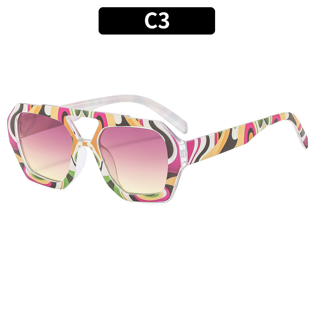 Lunettes de soleil à motif drapeau américain à double barre avec protection UV