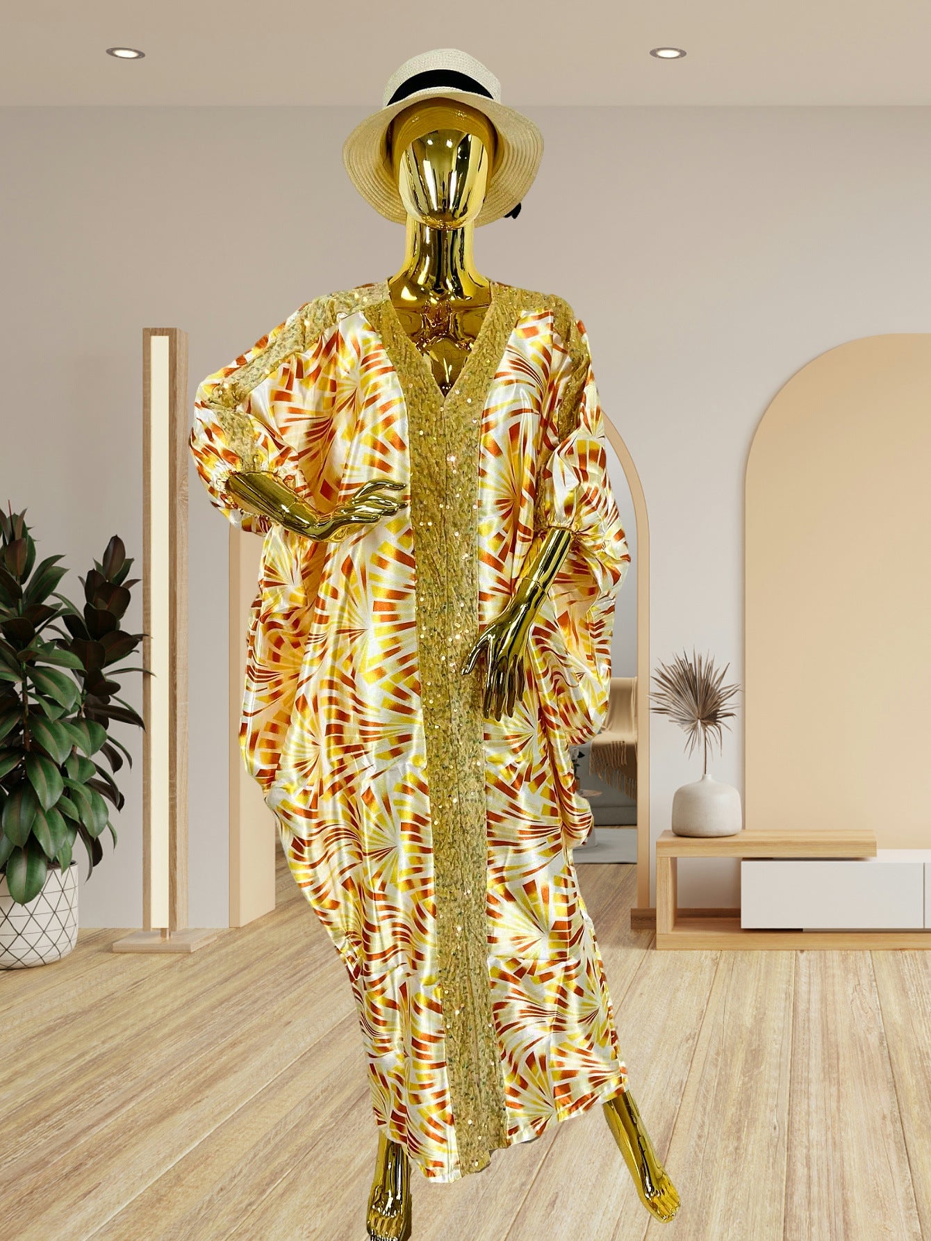 Habit :Robe patchwork à sequins et col en V