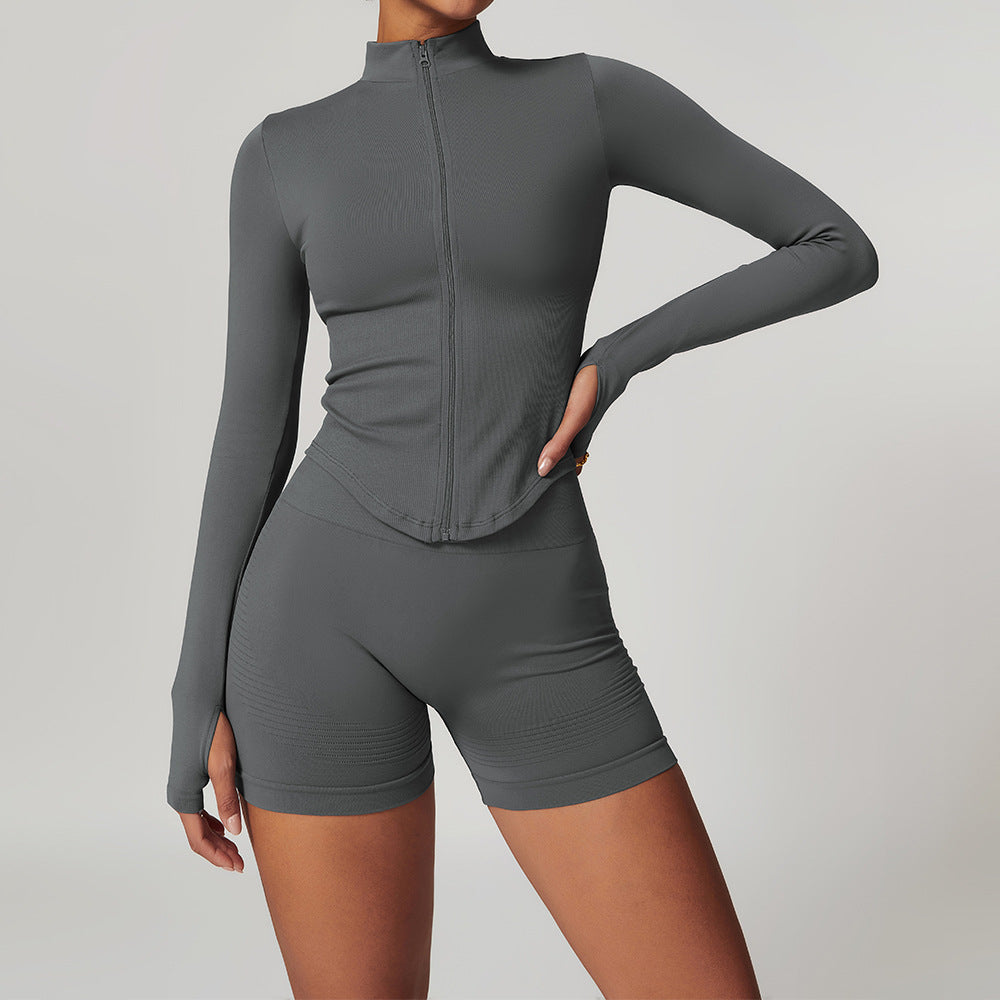 Ensemble de yoga dos nageur sans coutures avec taille côtelée