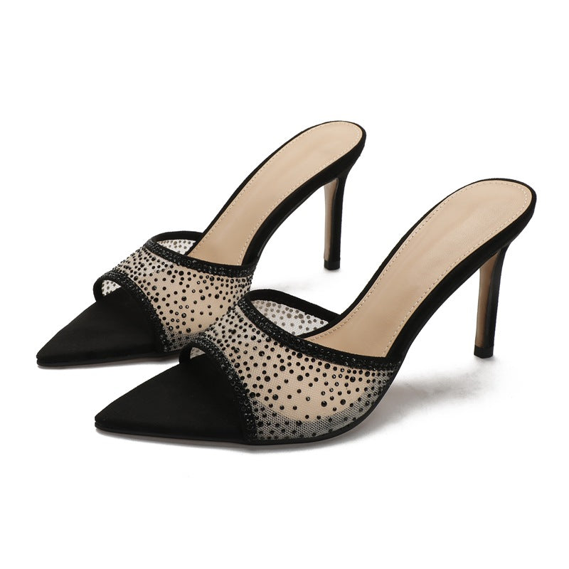 Habit :Sandales à talons hauts à bout pointu ornées de strass