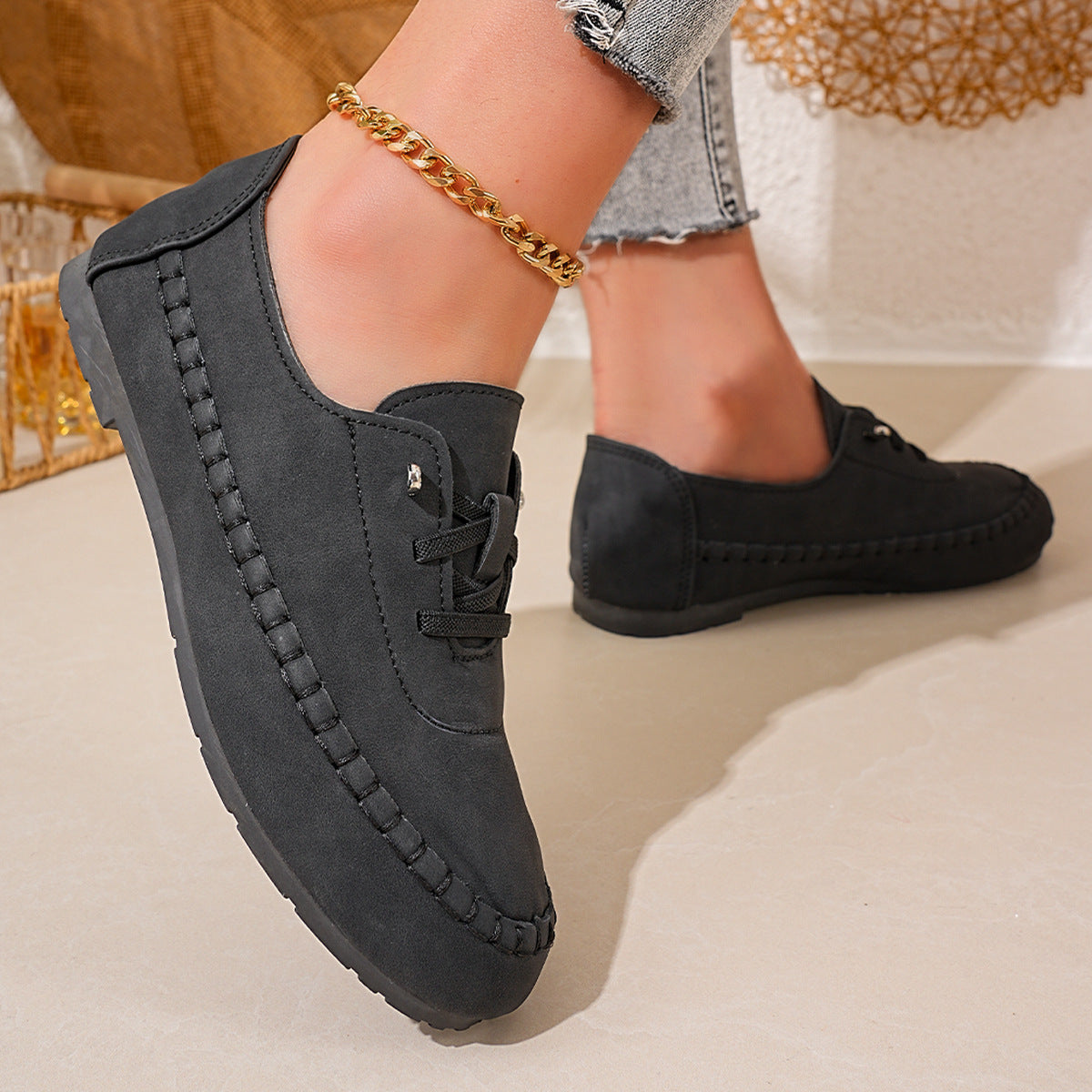 Chaussures :Ballerines rétro à lacets pour femmes
