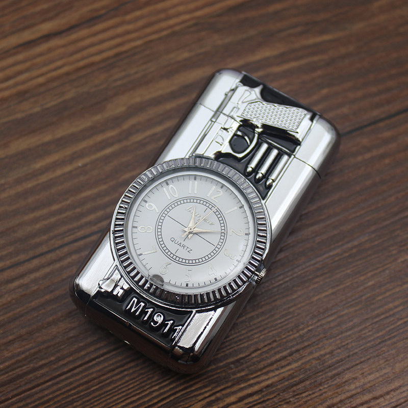 Briquet montre en métal créatif avec lumière LED