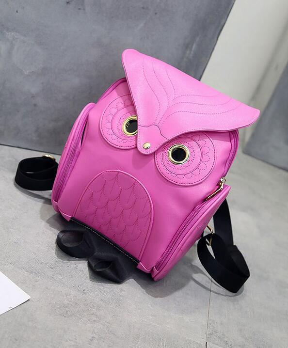 Sac à dos en similicuir PU avec motif chouette pour femmes
