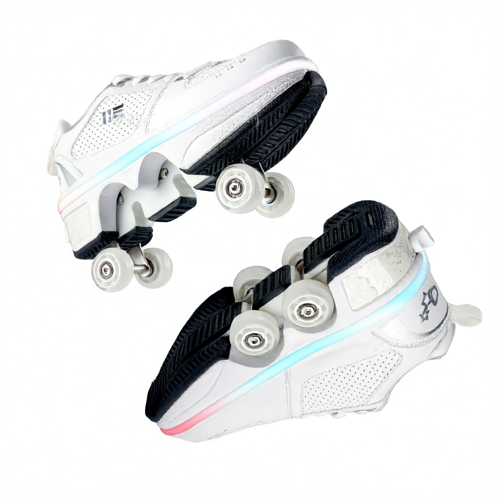 Chaussures de patin à roulettes transformables avec lumières LED
