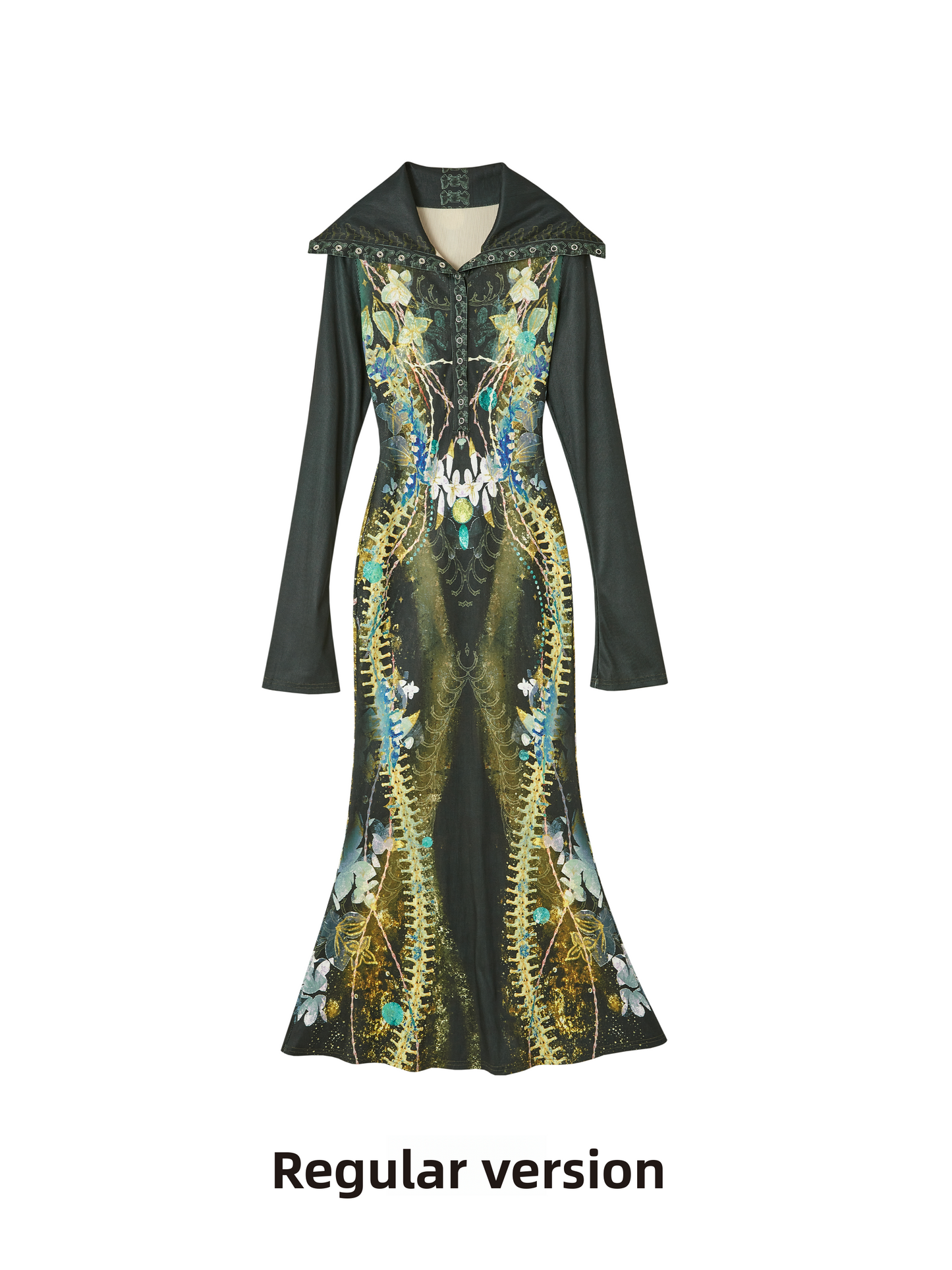 Robe queue de poisson tricotée imprimée