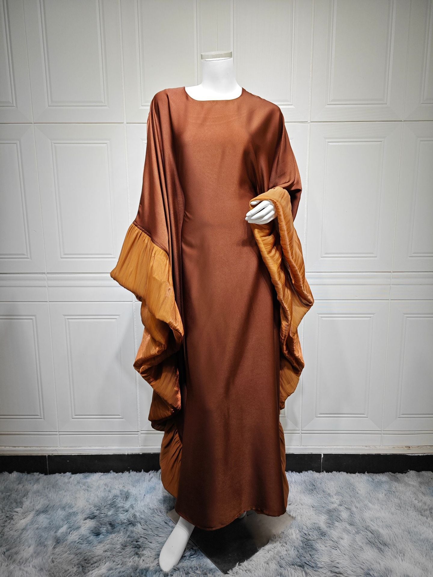 Modest Satin Long Dress with Belt