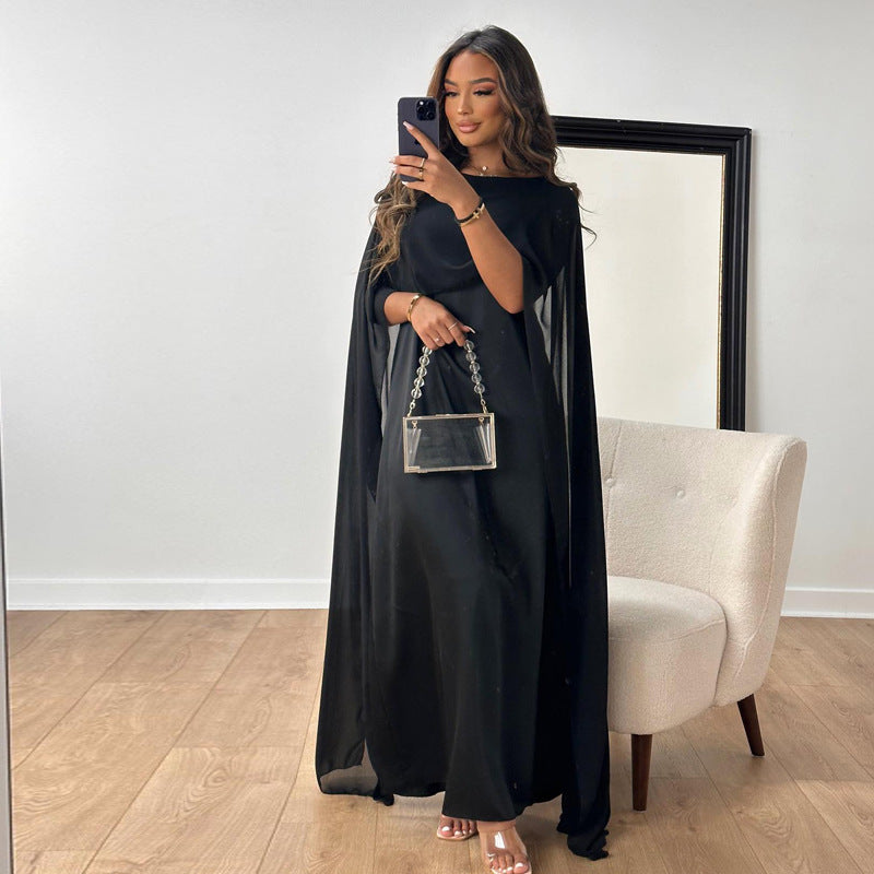 Robe en satin à taille haute pour femmes avec mesh