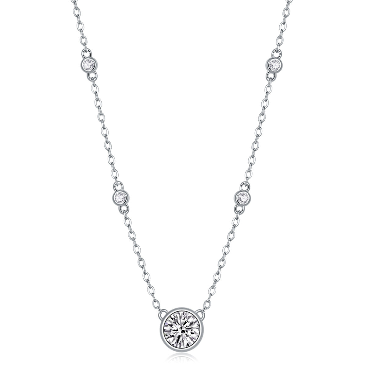 Collier pendentif géométrique en moissanite et argent sterling