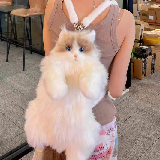 Sac à dos poupée chat en peluche