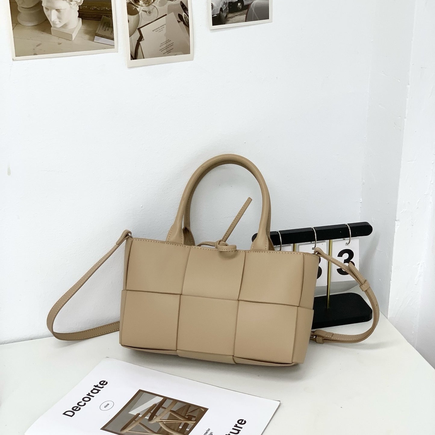 Sac cabas bandoulière en cuir véritable