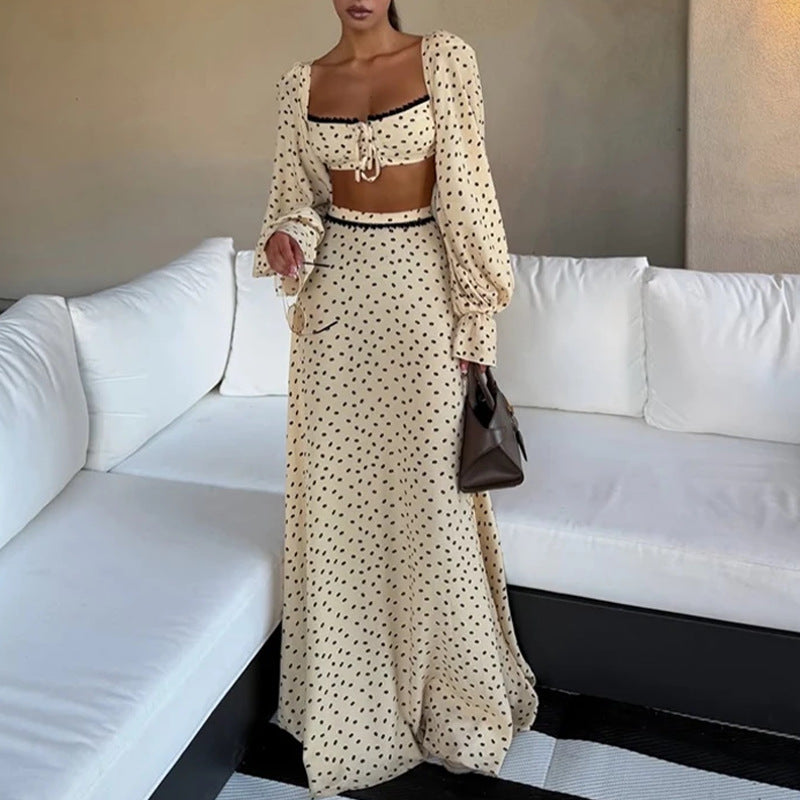 Ensemble robe sans manches à pois