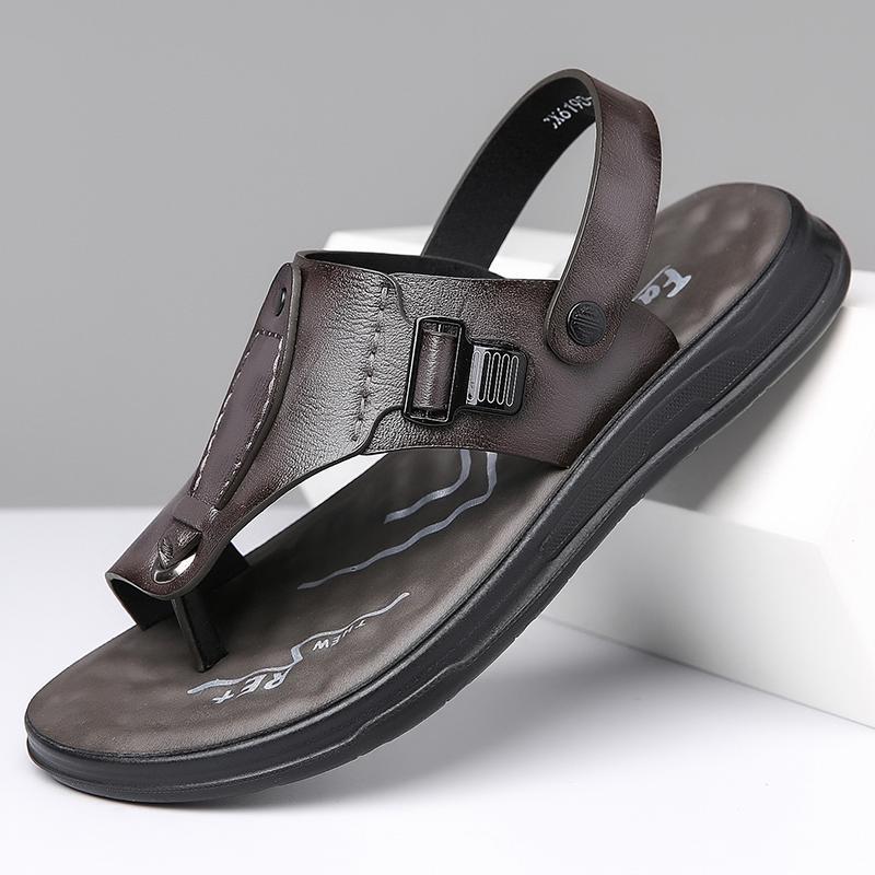 Sandales à boucle en cuir véritable