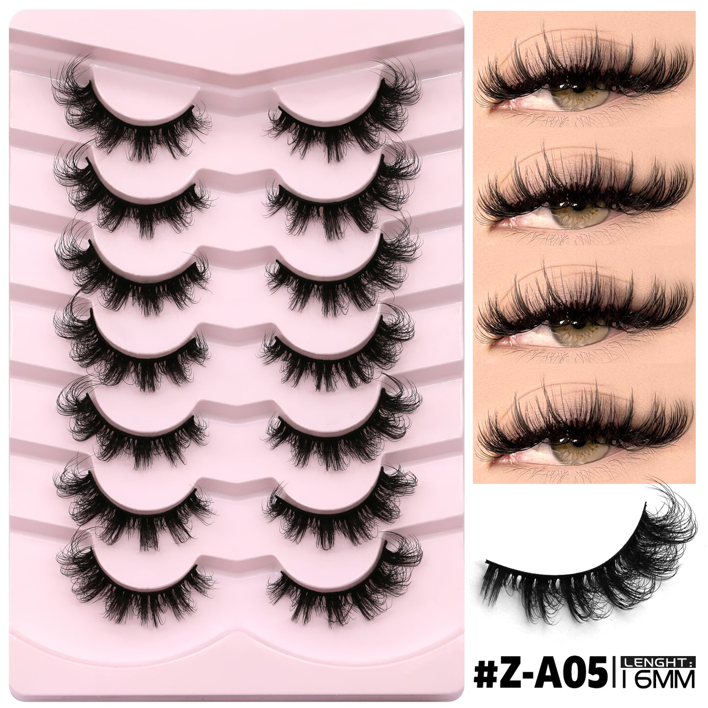 Faux cils épais en une seule pièce