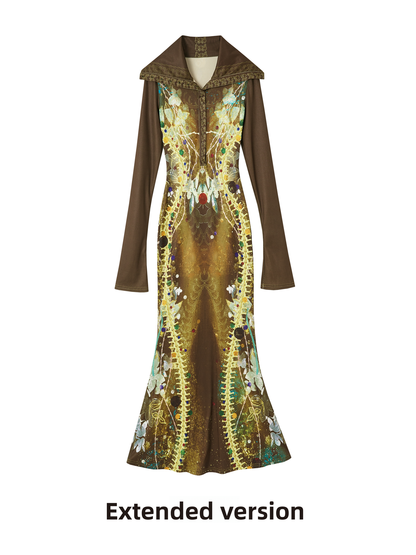 Robe queue de poisson tricotée imprimée