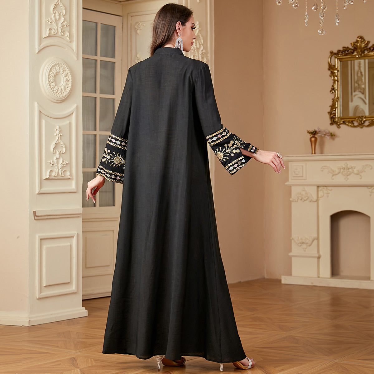 robe longue en patchwork brodé