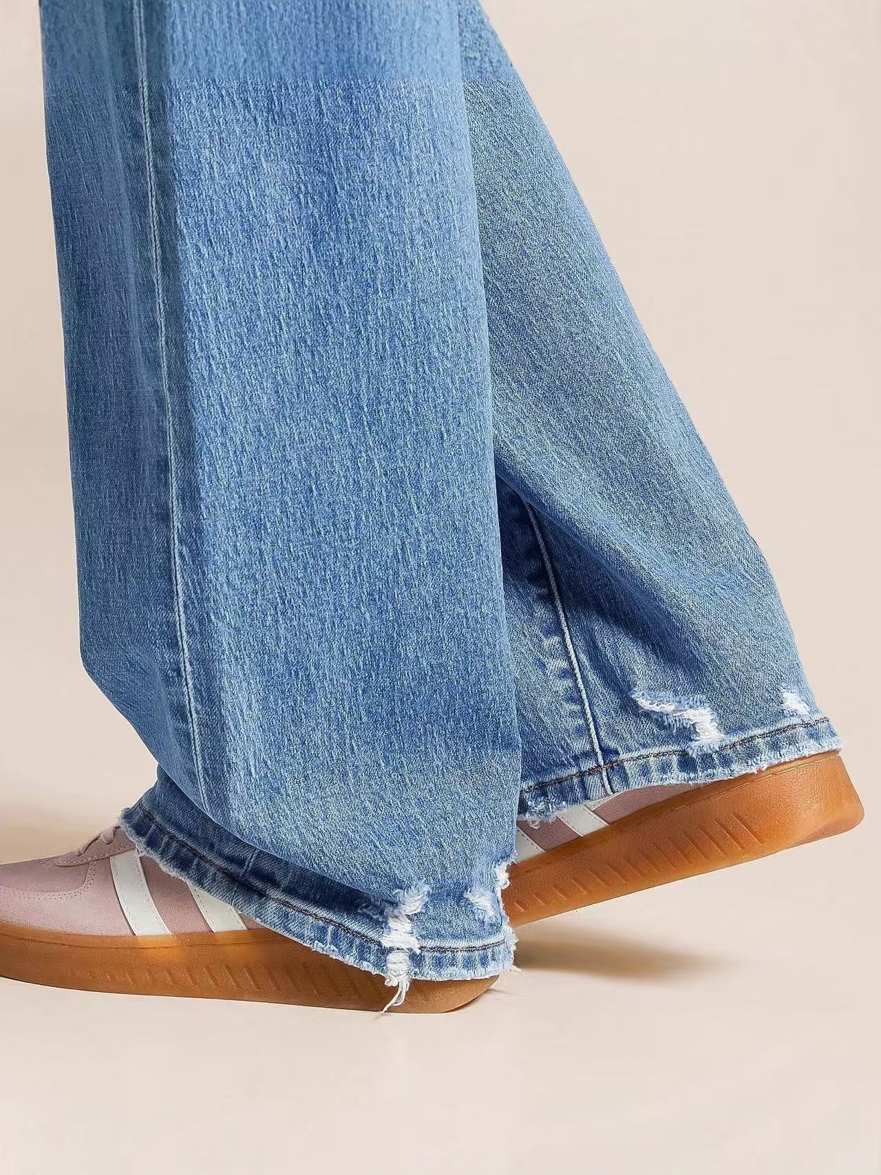 Jean femme à jambe large lavé