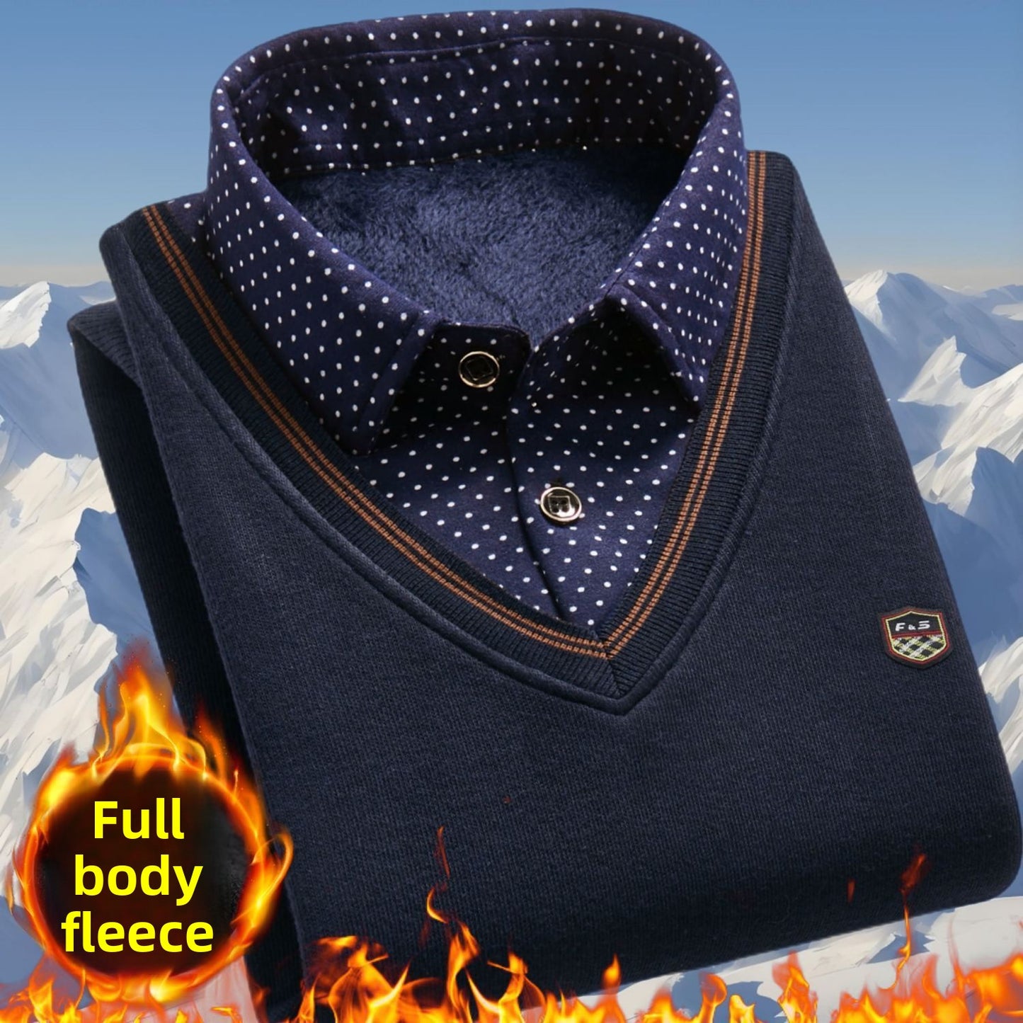Pull polaire d'hiver en maille - faux deux pièces