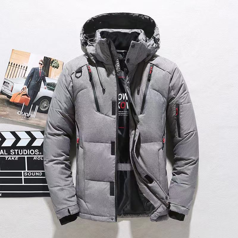 Veste courte d'hiver pour hommes en duvet, décontractée, d'extérieur, épaissie, à capuche