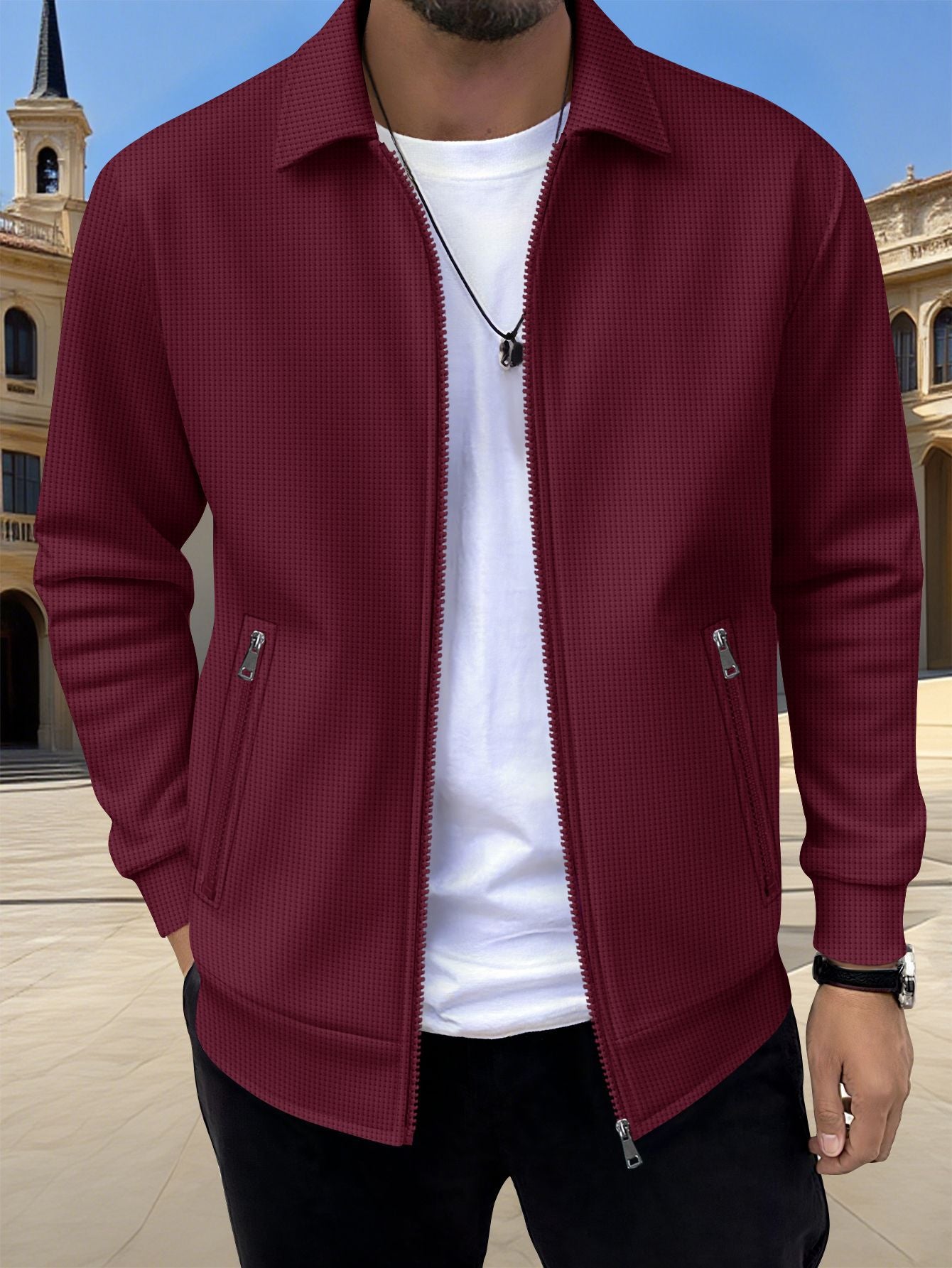 Veste décontractée pour homme avec fermeture éclair