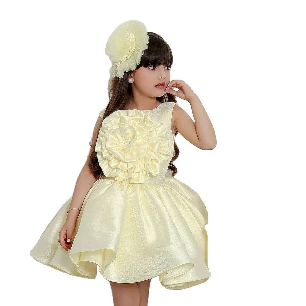 Girls Princess Party Dress with Floral Design