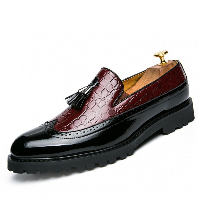 Chaussures en cuir décontractées pour hommes à enfiler avec motif brocart