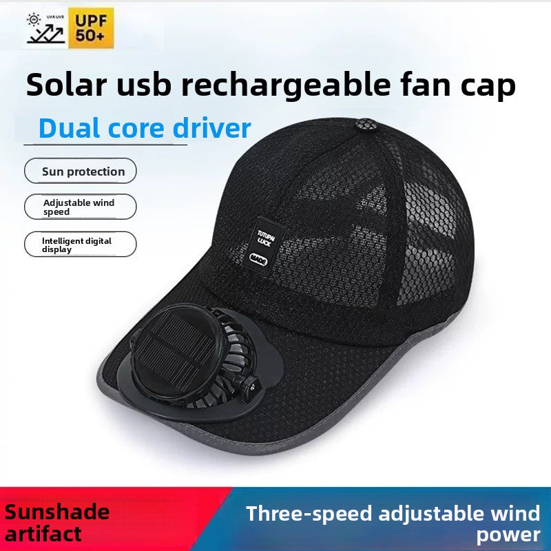 Casquette de baseball à ventilateur solaire avec maille respirante