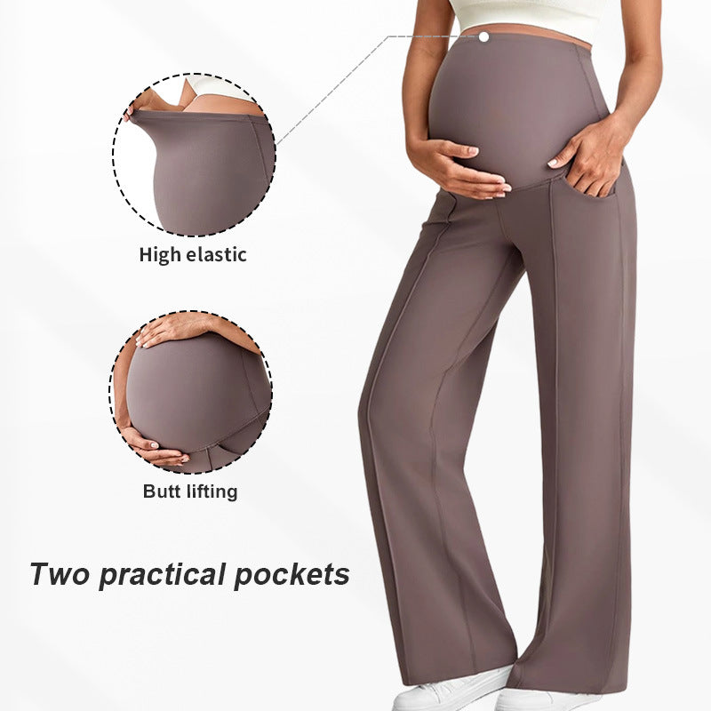 Pantalon de maternité taille haute à jambes larges