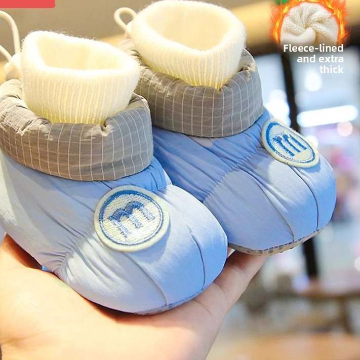 Chaussures pour bébé à semelle souple et doublure polaire