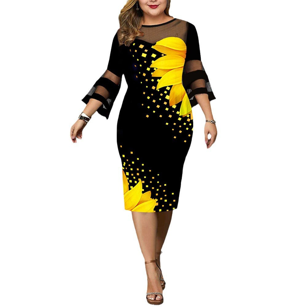 Robe patchwork grande taille amincissante