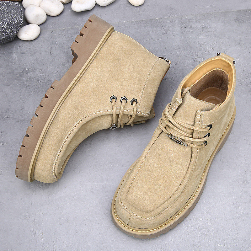 Bottes rétro pour hommes Martin en cuir véritable à plateforme