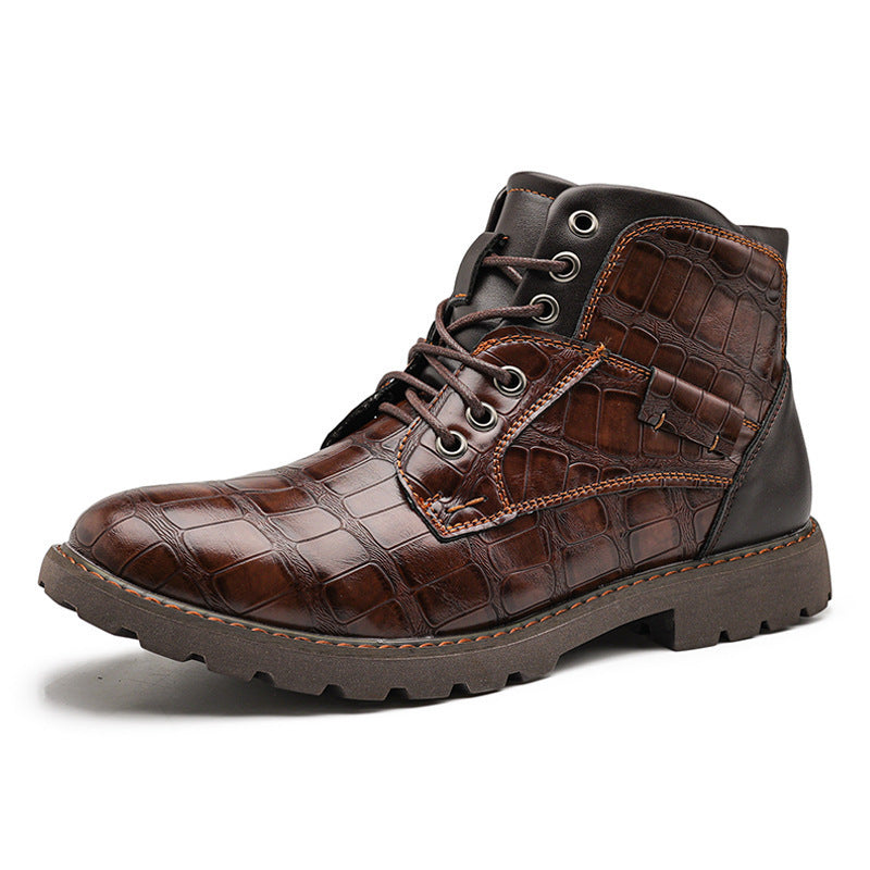 Bottines en cuir vintage pour homme avec fermeture éclair latérale