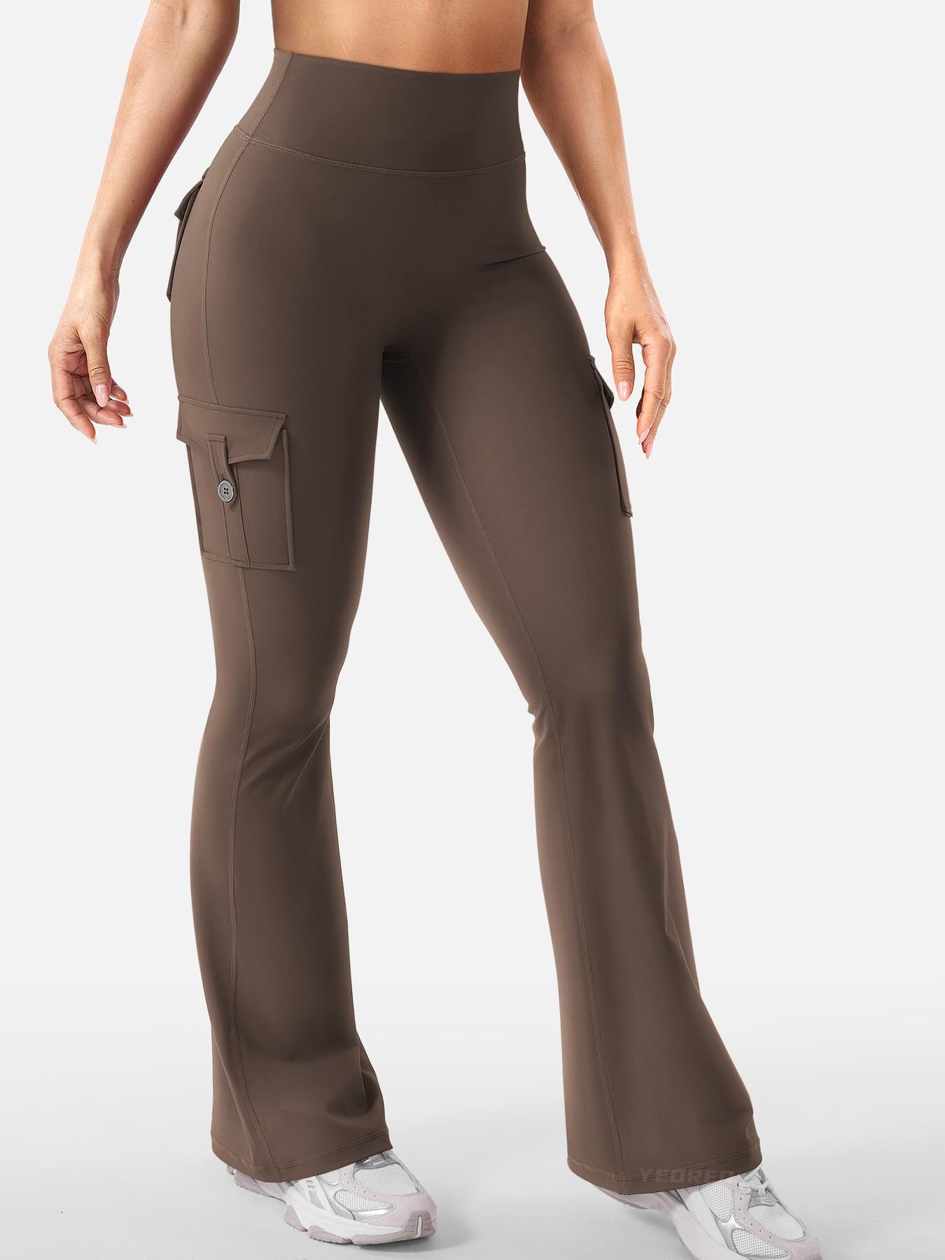 Leggings de sport évasés avec poches Pantalon de yoga taille haute