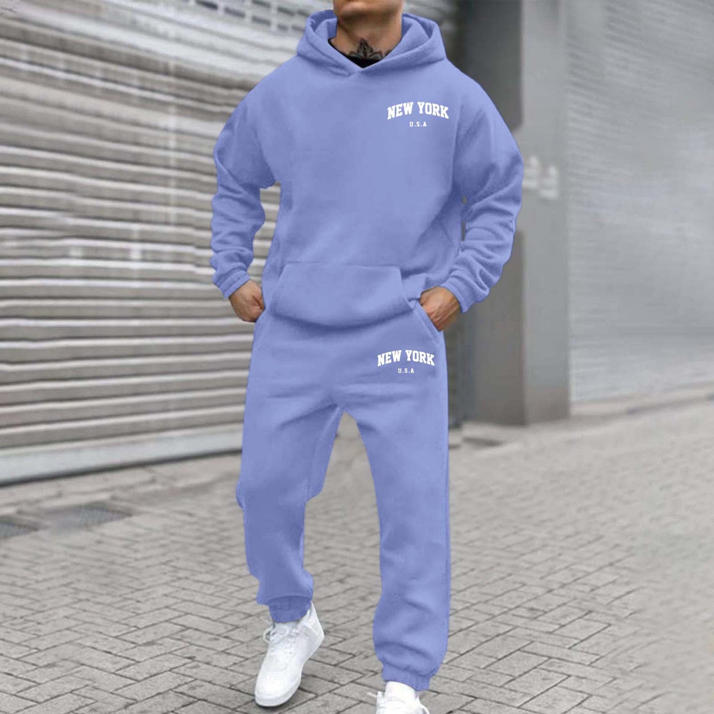 Habit :Sweat-shirt a capuche imprime en velours et pantalon de survetement