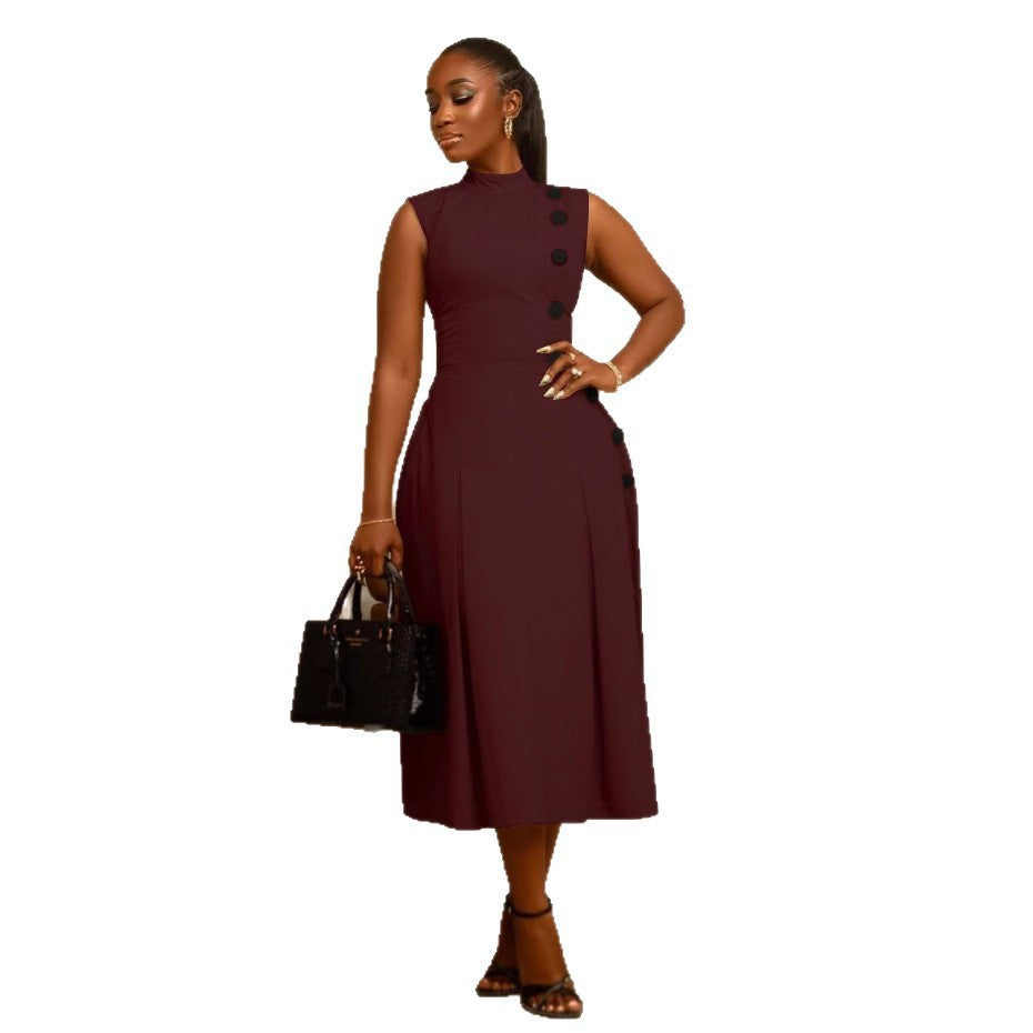 Robe sans manches élégante à taille cintrée