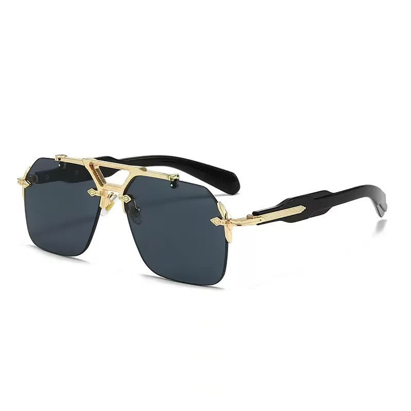 Lunettes de soleil à double faisceau métallique, grande monture, protection UV
