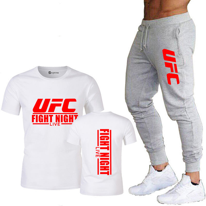 Ensemble de vêtements de sport pour hommes comprenant un t-shirt en coton et un pantalon