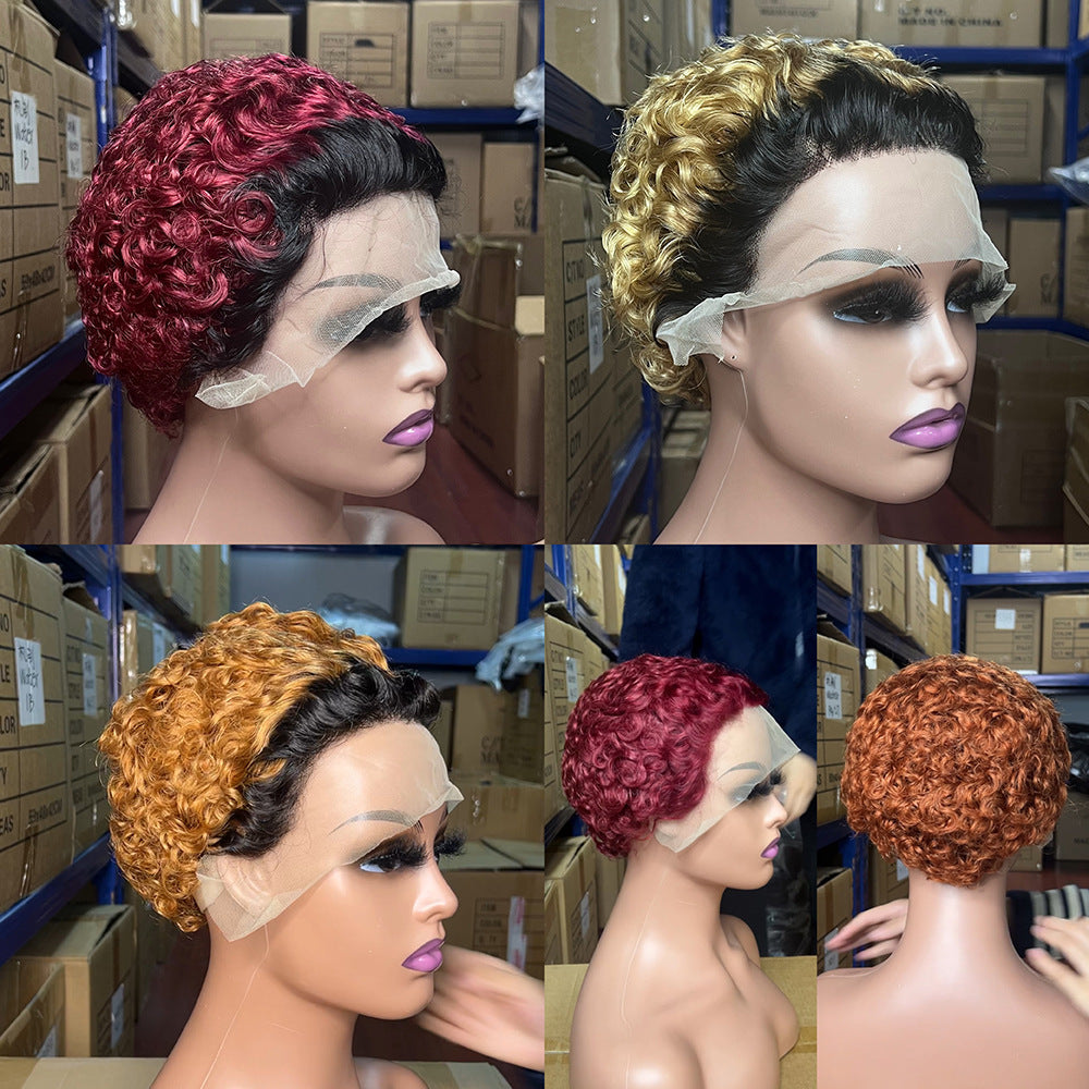 Perruque Pixie Bouclée en Cheveux Humains Brésiliens