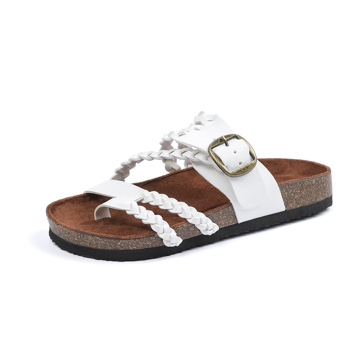 Sandales tissées à boucle réglable avec semelles en daim