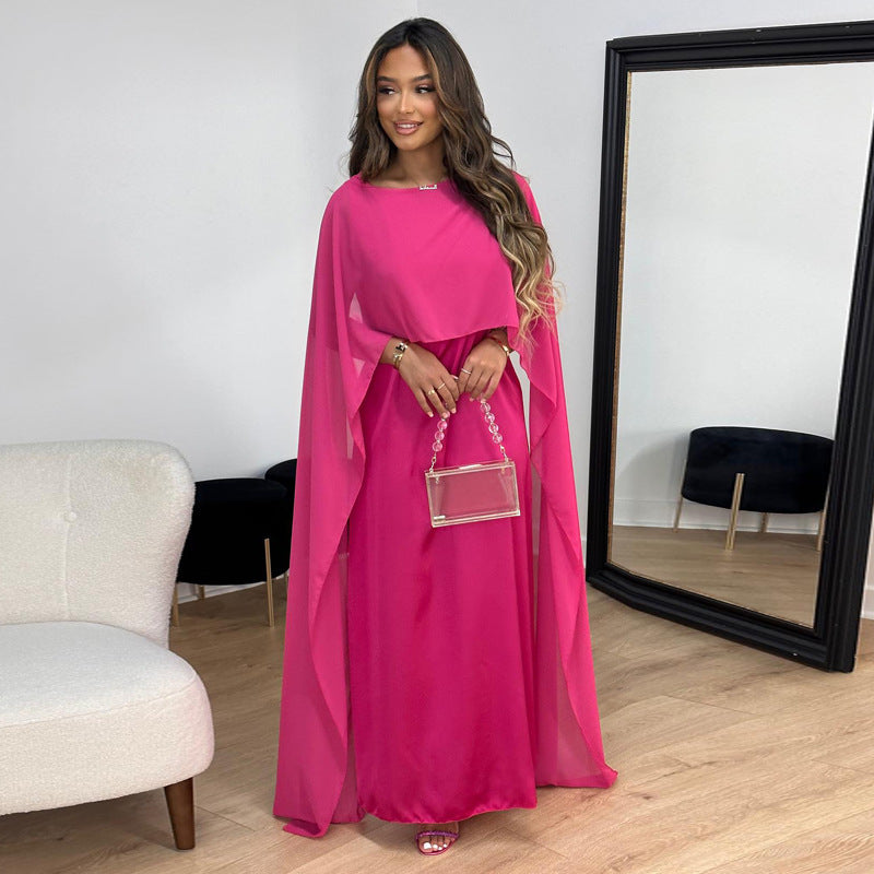 Robe en satin à taille haute pour femmes avec mesh