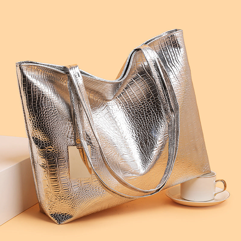 Sac fourre-tout en PU à motif crocodile rétro