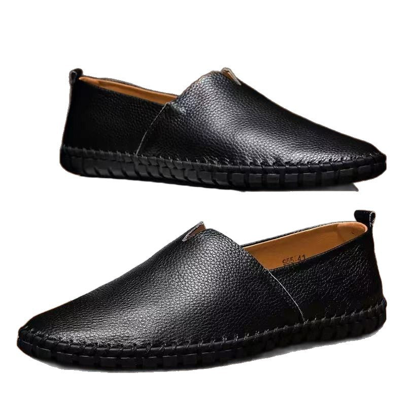 Chaussures décontractées en cuir respirant pour hommes à enfiler