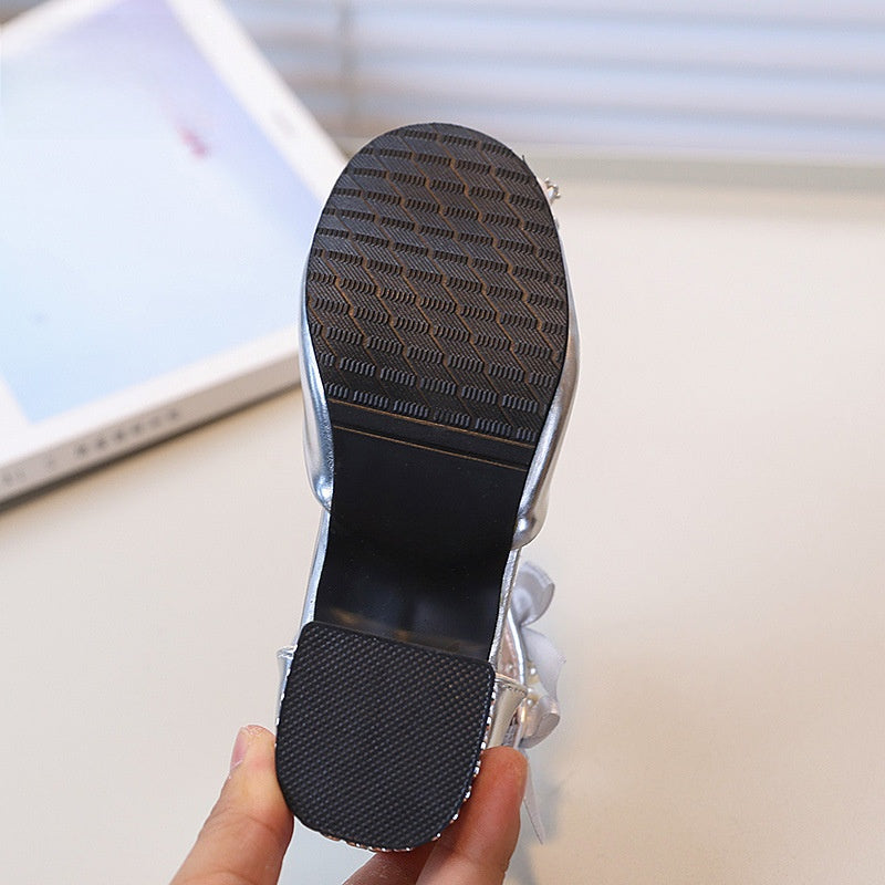 Sandales à talons hauts pour filles, princesse, avec strass