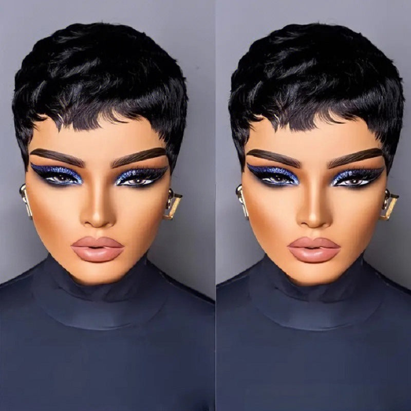 Perruque africaine femme cheveux courts noirs