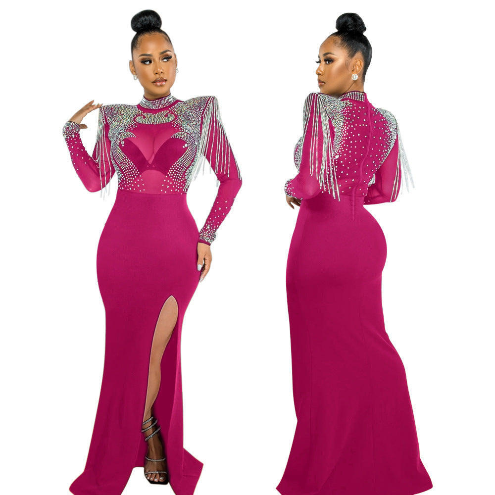 Habit :Robe cintrée en maille strass pour femme