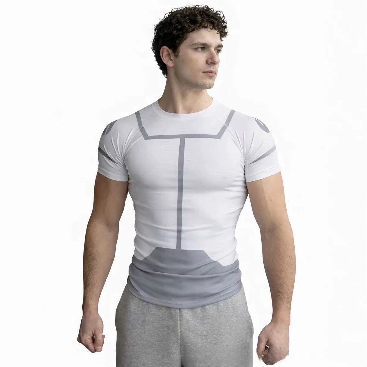T-shirt à manches longues à séchage rapide avec imprimé géométrique