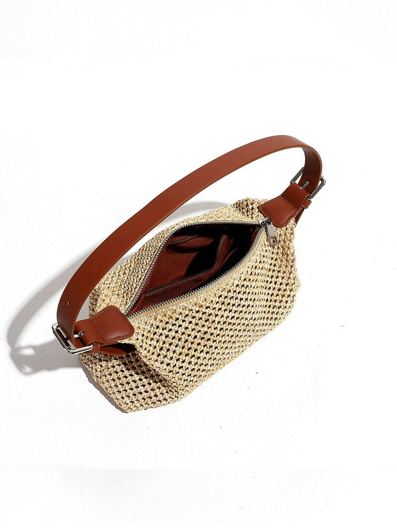 Sac bandoulière vintage en paille tressée
