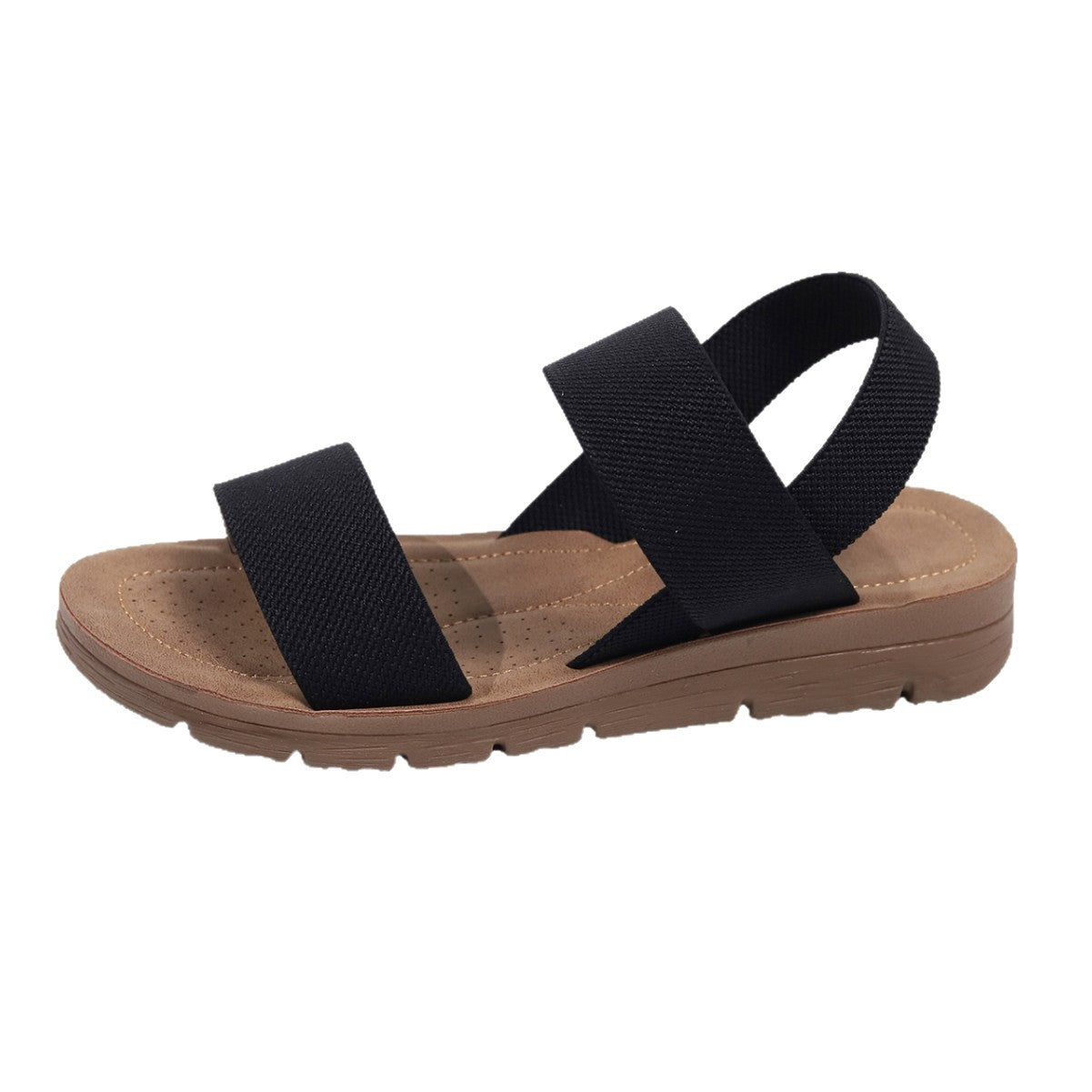 Sandales plates de plage pour femmes avec bande élastique à la mode