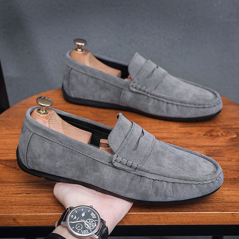 Chaussures décontractées en daim style britannique pour hommes à enfiler