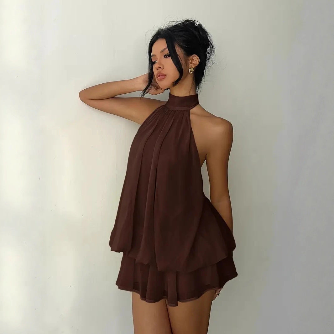 Robe femme à encolure américaine, taille haute, coupe A