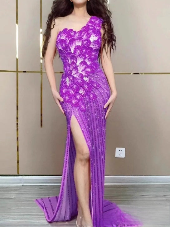 Robe de soirée en queue de poisson à une épaule